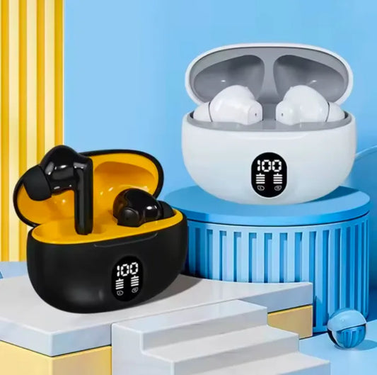 🔥 TWS Wireless Earbuds with LED Display – ENC Noise Cancellation, HiFi Stereo, Bluetooth 5.3 – Available in Black & White 🎧